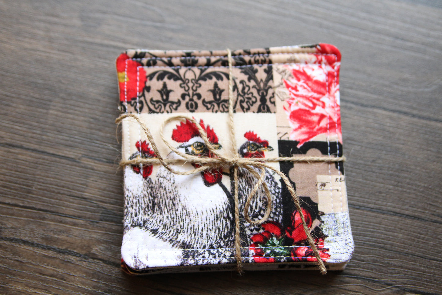 Rooster Fabric Coaster Set