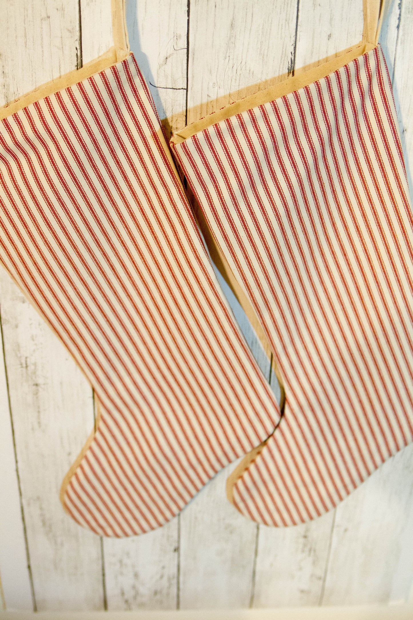 Red Ticking Christmas Stocking