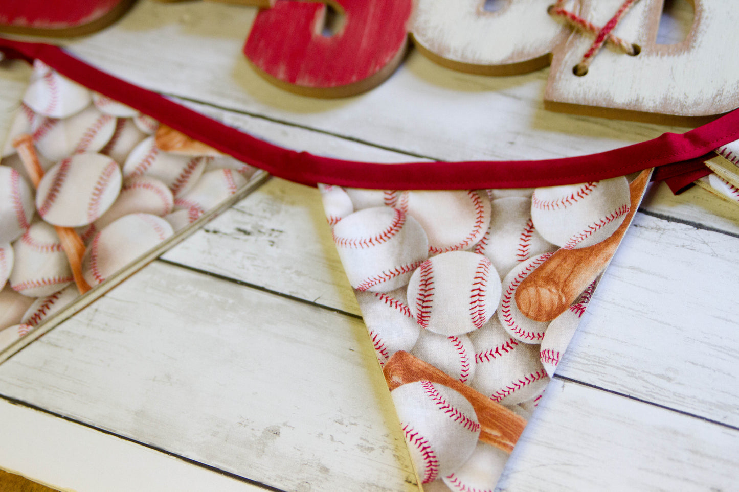 Baseball Fabric Banner | Baseball Flag Banner | Made to Order | Sport Themed Baseball Fabric Bunting Banner | Baseball Flag Banner | Sustainable Home Decor