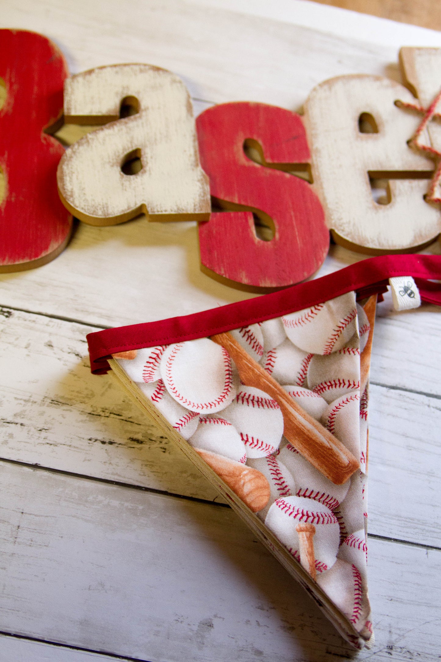 Baseball Fabric Banner | Baseball Flag Banner | Made to Order | Sport Themed Baseball Fabric Bunting Banner | Baseball Flag Banner | Sustainable Home Decor