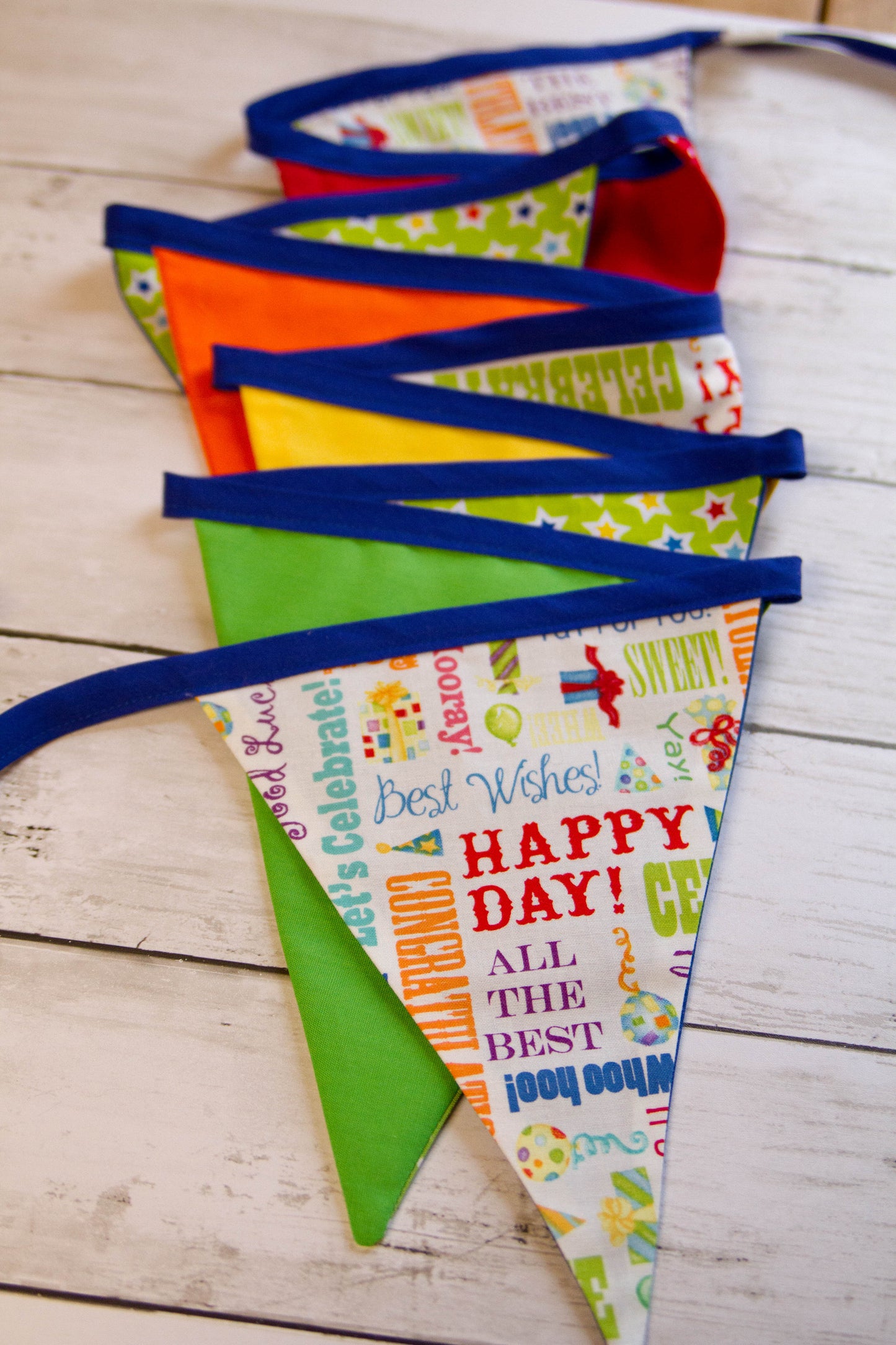 Celebration Fabric Bunting | Birthday Flag Banner | Happy Birthday Banner | Fabric Bunting | Reusable Birthday Banner | Colorful Flag Banner
