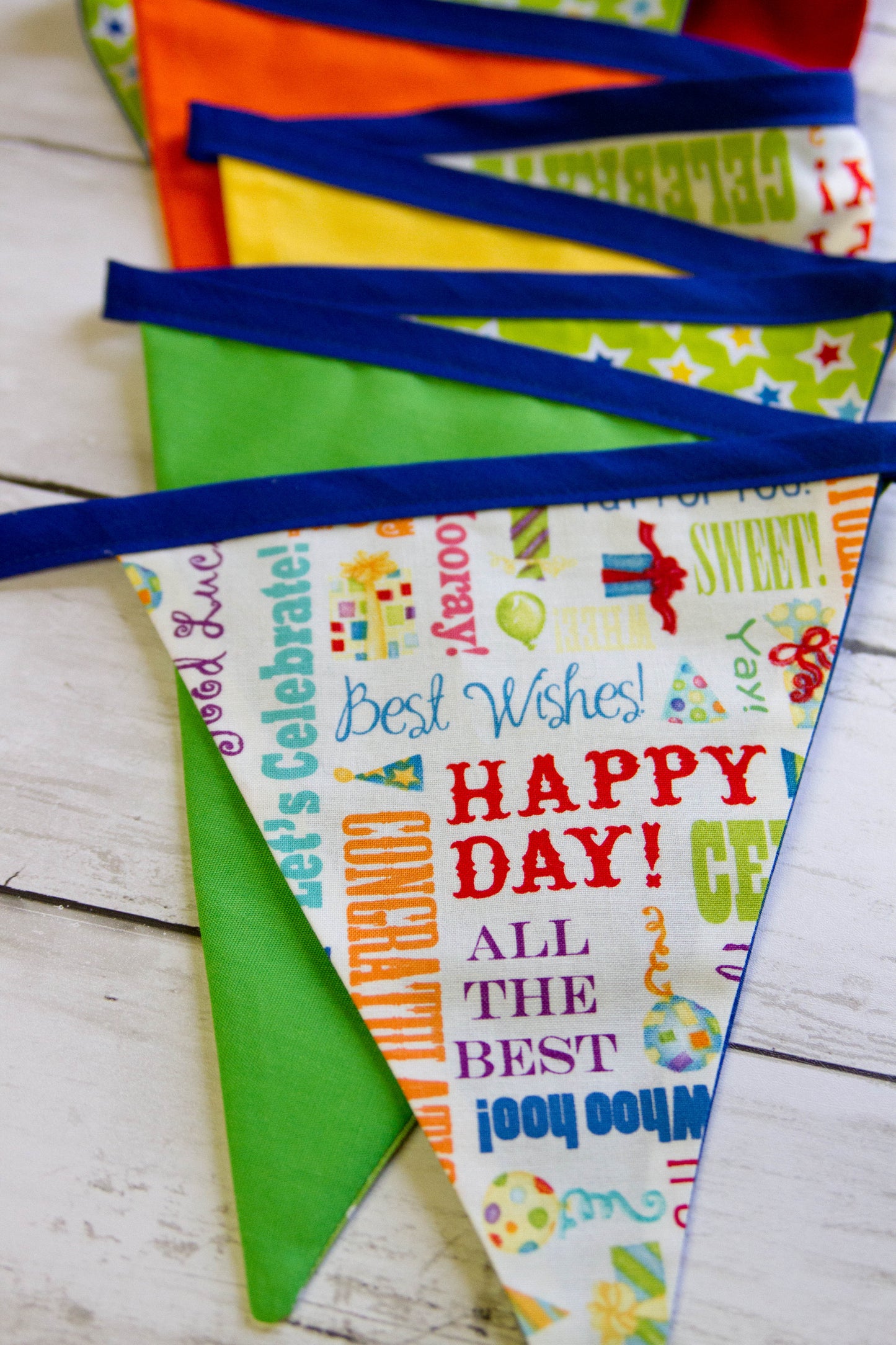 Celebration Fabric Bunting | Birthday Flag Banner | Happy Birthday Banner | Fabric Bunting | Reusable Birthday Banner | Colorful Flag Banner