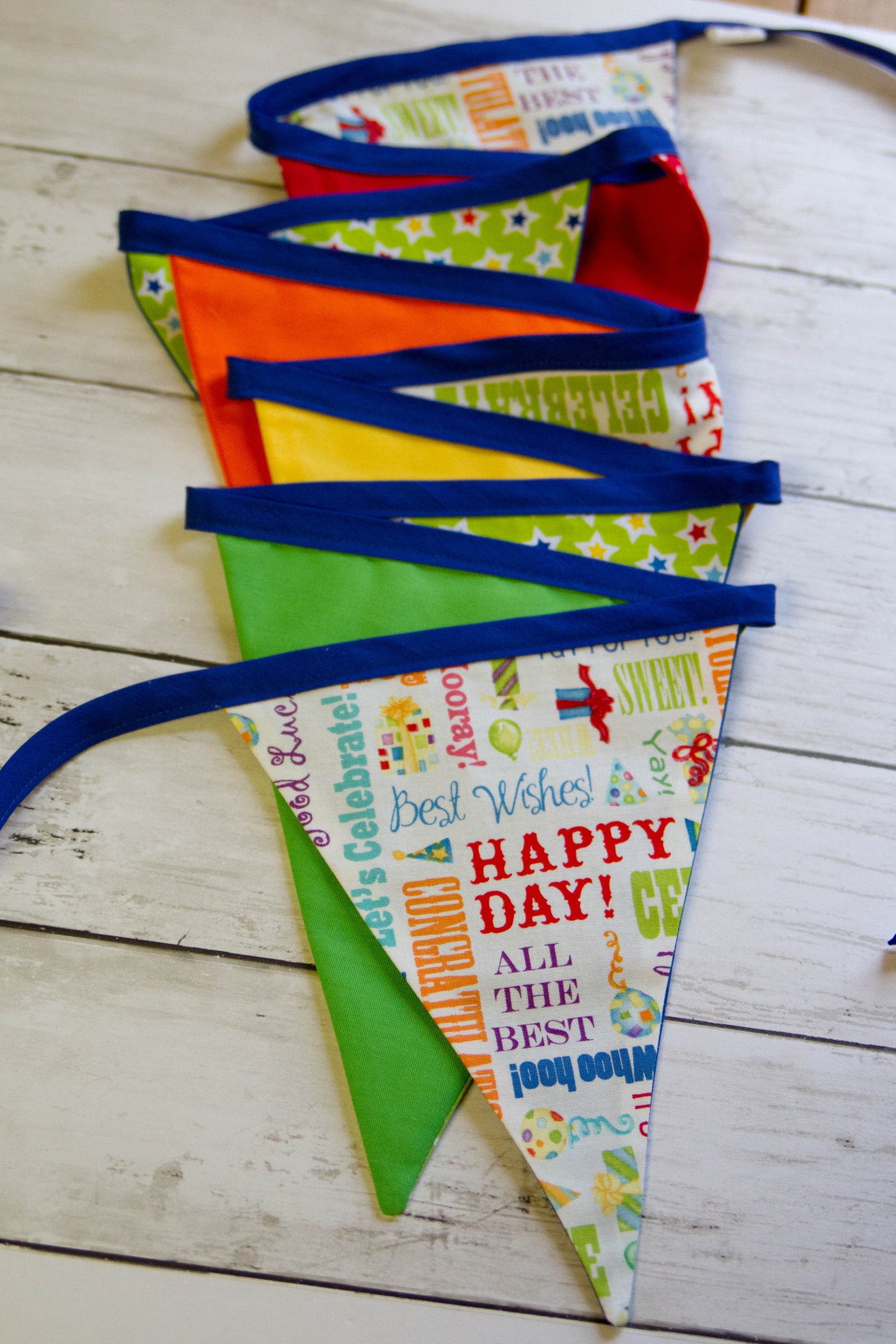 Celebration Fabric Bunting | Birthday Flag Banner | Happy Birthday Banner | Fabric Bunting | Reusable Birthday Banner | Colorful Flag Banner