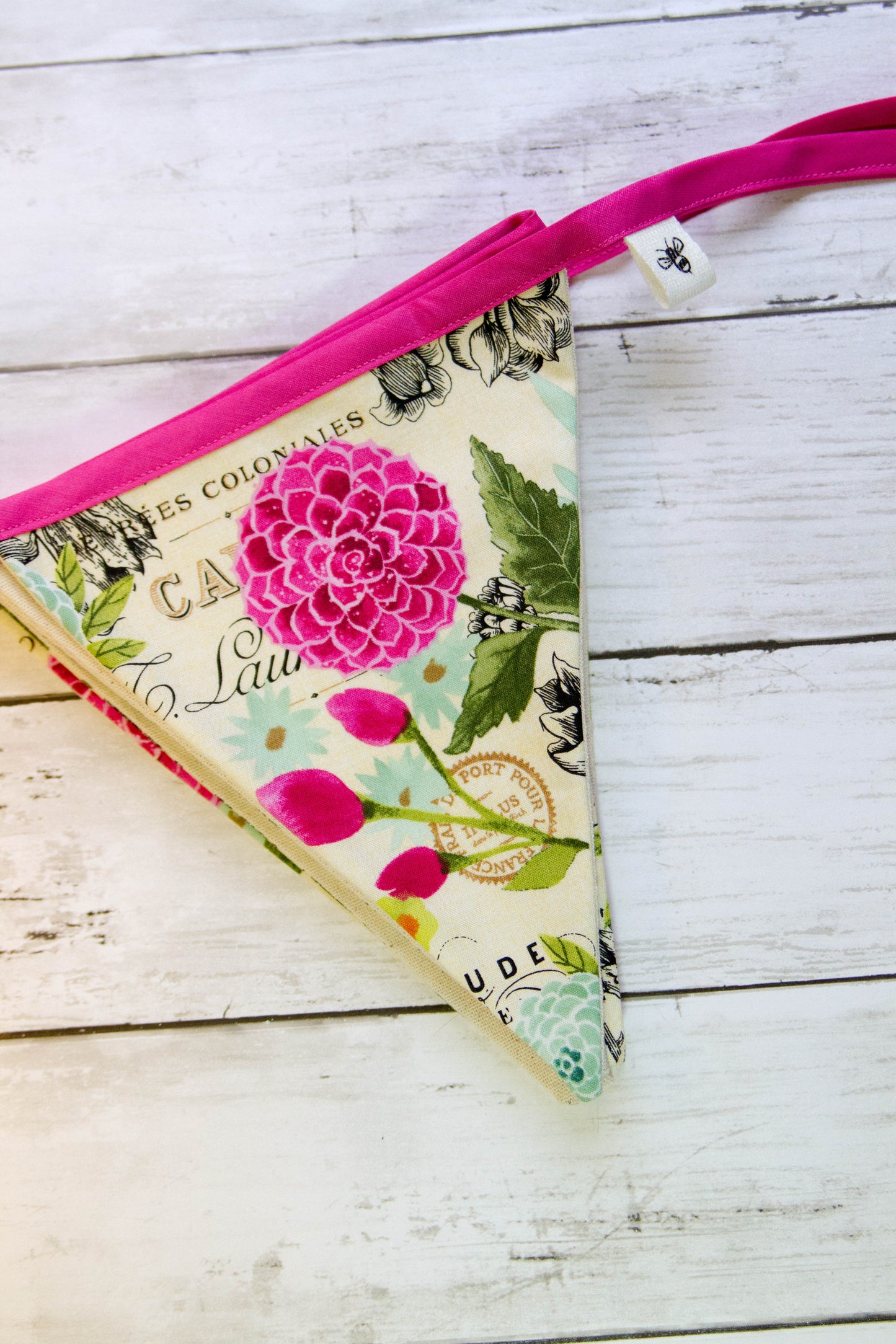 Fabric Flowered Bunting Banner | Flowered Flag Banner | Colorful Spring Banner | Flag Banner | Made to Order