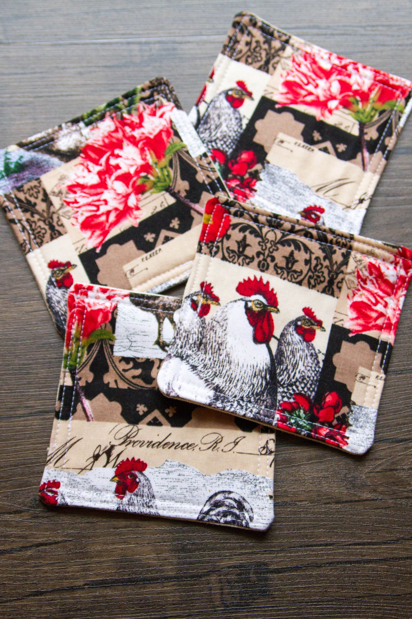 Rooster Fabric Coaster Set
