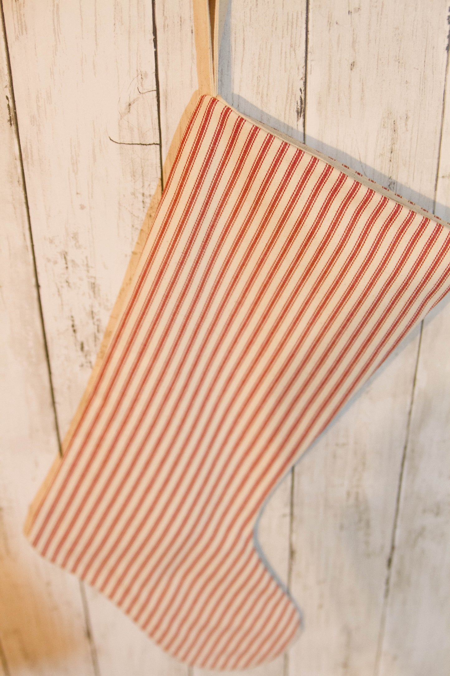 Red Ticking Christmas Stocking