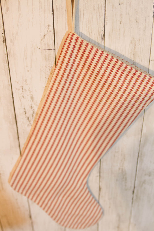 Red Ticking Christmas Stocking