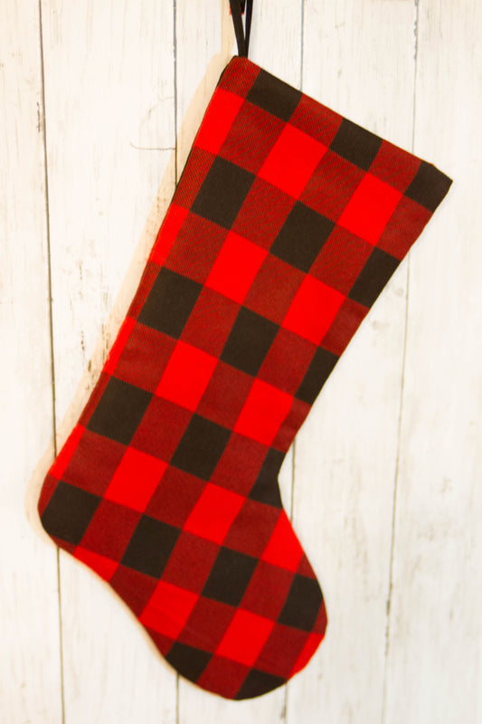 Red Black Buffalo Plaid Christmas Stocking