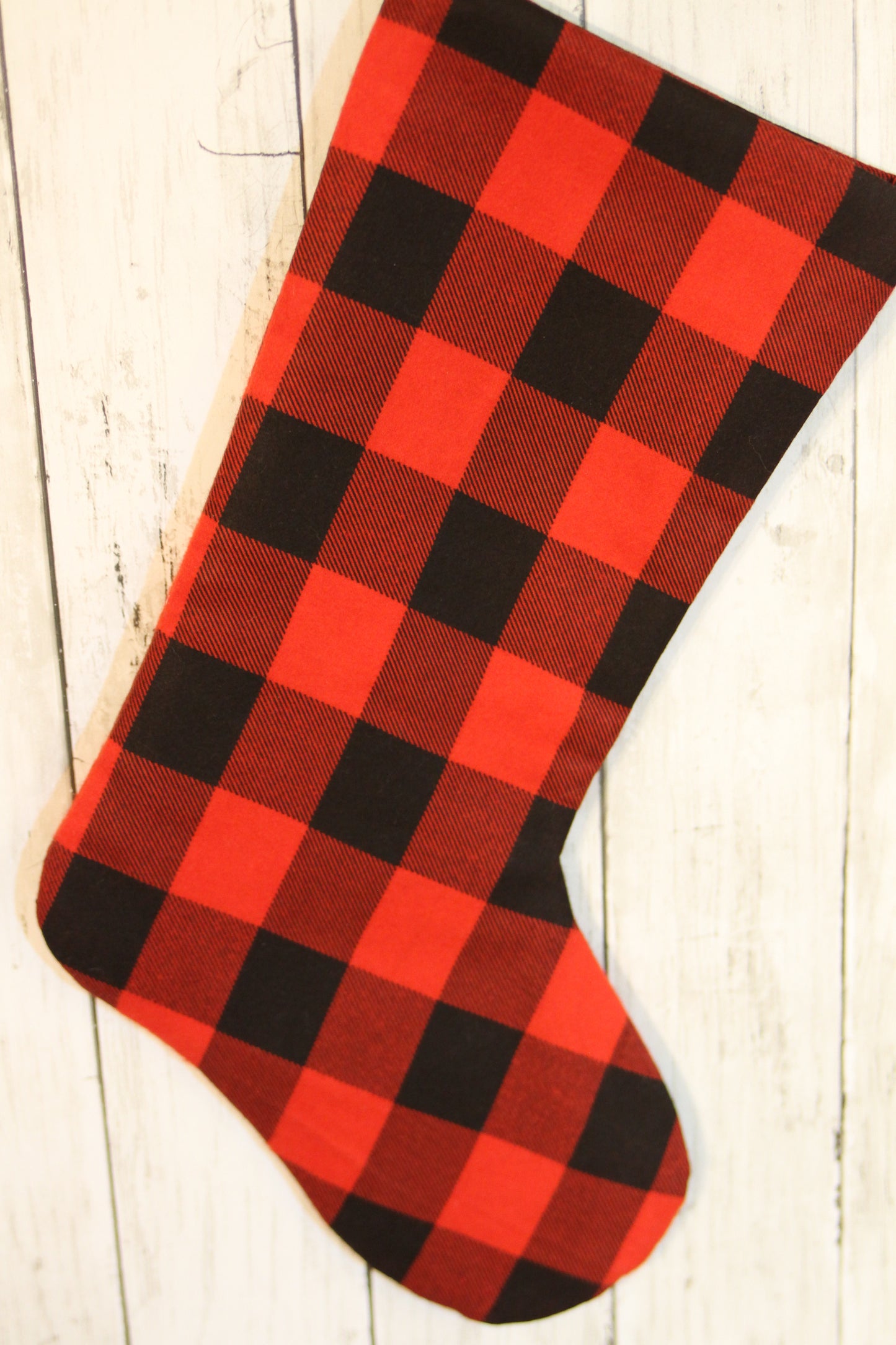 Red Black Buffalo Plaid Christmas Stocking