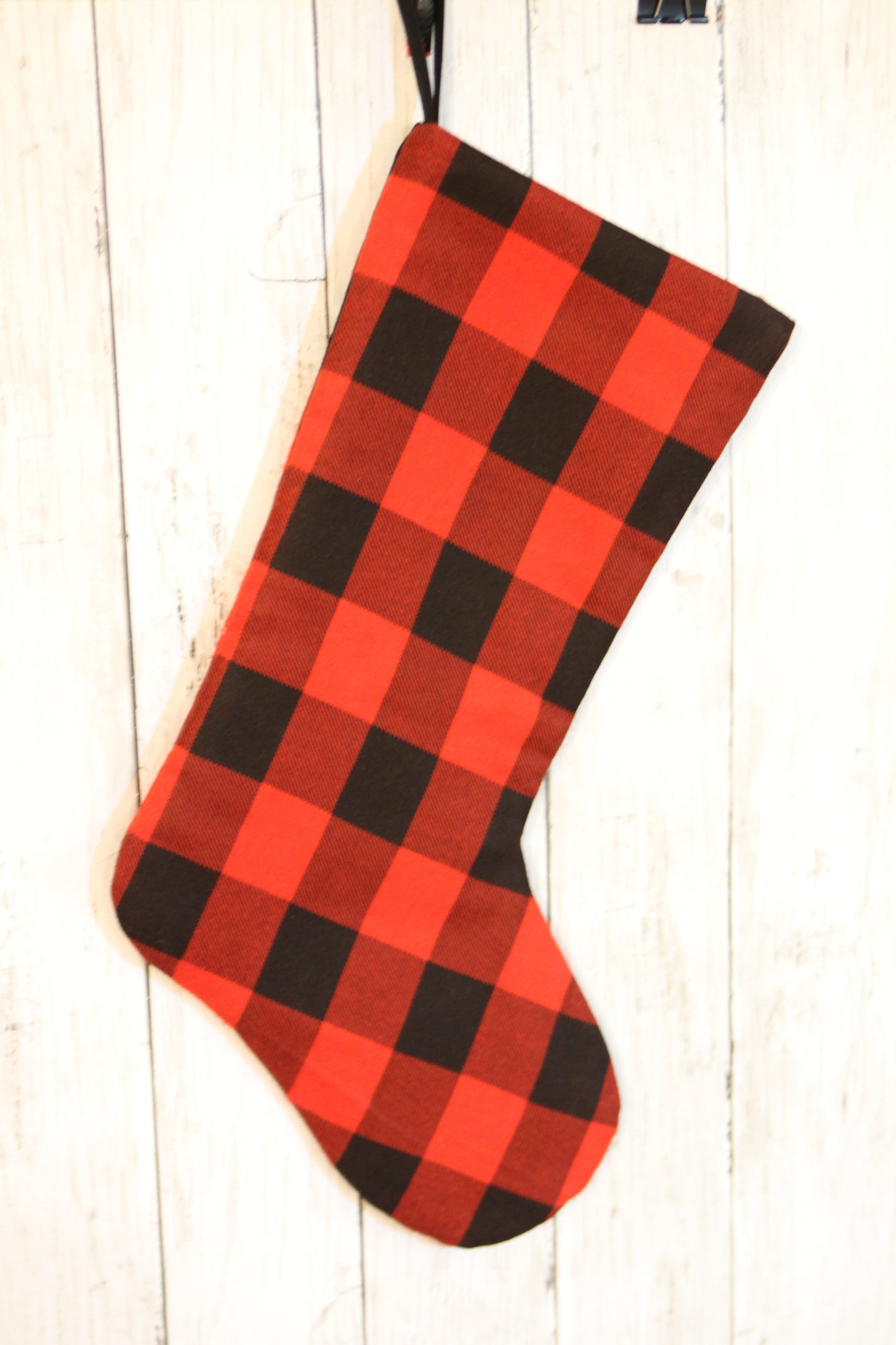 Red Black Buffalo Plaid Christmas Stocking